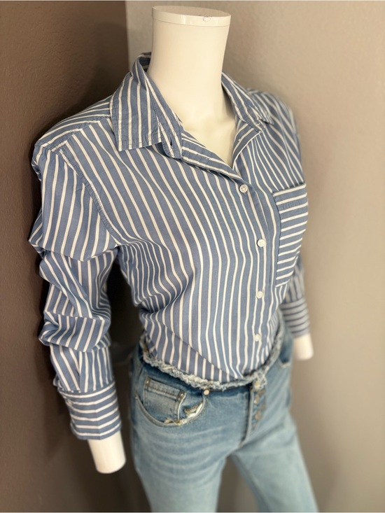 Lola River Tops - Blue & White Striped Button-Down Shirt for Women
